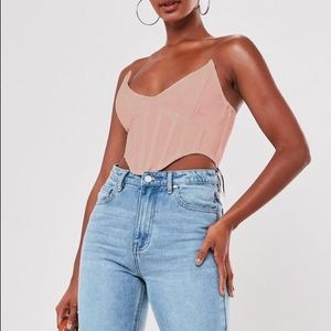 blush high bust point corset bralette